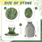 MTLEE 7 Pcs Hot Stones Massage Set Natural Green Jade Heated Warmer Stone, Round, Oval, Mushroom Shaped Hot Rocks, Body Gua Sha Massage Tool with Velvet Bag for Spa Relax, Relieve Tension, Muscle Pain