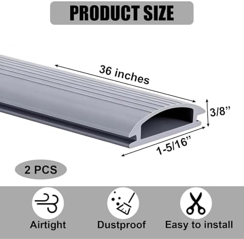 Under Door Bottom Seal Strip - Bryxium 2 Pcs 36 Inch Vinyl Threshold Exterior Weather Stripping for Adjustable Aluminum Thresholds, Front Doors Draft Storm Replacement Rubber Insert Strips