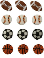 Oasis Supply, Edible Fun Shapes | Sugar Hand Painted Cake, Cupcake Toppers | Sports/Athletics | Sports Ball Assortment 24 Pack