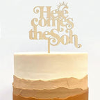 Here Comes the Son Cake Topper - Baby shower for Wooden Party Decor,Boho Photo Booth Props,Summer Sea Theme Birthday Party Surprise Decorations,You Are My Sunshine Cake Topper (Here Comes the Son)