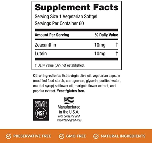 EyePromise Zeaxanthin + Lutein Eye Vitamin - 60 Softgels Capsules Made with Natural Ingredients for Diets Including Gluten Free and Vegetarian - Protect & Enhance Your Eye Health Completely