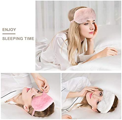 4-Pack New Faux Fur Eye Mask Soft Plush Nap Eyeshade Sleeping Blindfold Satin Back Assorted Color Fur_4pcs