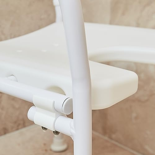 NRS Healthcare M00778 Shower Chair Height Adjustable with Back and Arms - Folding (Eligible for VAT Relief in The UK)