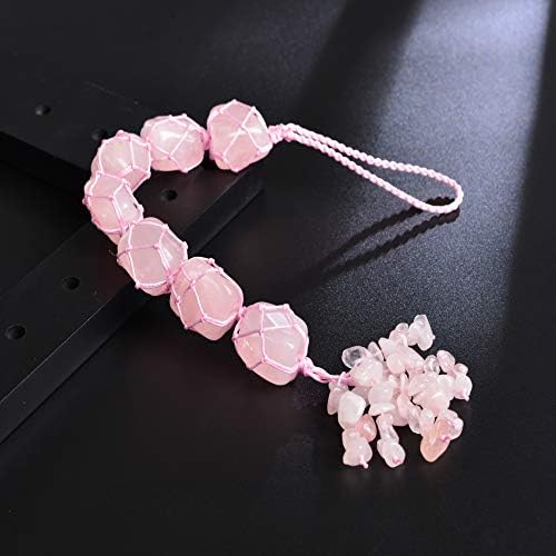 Healing Crystals Home Interior Decoration Car Hanging Ornaments Good Luck Home Decor for Reiki Healing Good Luck Feng Shui Decorations (Rose Quartz)