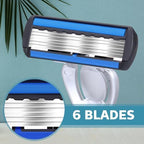 28 Pcs Disposable Men's Razors Set Refillable 6-Blade Sensitive Skin Razor Kit for a Comfortable Shave, 1 Handle and 27 Cartridges