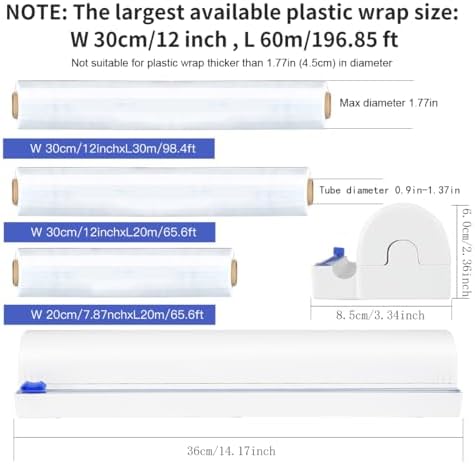 Refillable Plastic Wrap Dispenser with Slide Cutter, Fovanga cling wrap with slide cutter for 250ft Tin Aluminum Foil Dispenser