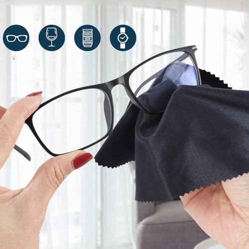 30-Pcs Eyeglasses Cleaning Cloths (15 Black + 15 Gray) - Premium Lens Cleaning Cloth for Glasses, Phone Screens, Camera Lenses - 7" x 6" (18x15cm) - Reusable, Scratch-Free
