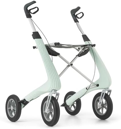 byACRE Nordic Pioneer - Versatile Lightweight Aluminium Rollator - Only 5.9 kg/for Indoor & Outdoor/Easy Folding with Integrated Seat (Glacier Green)