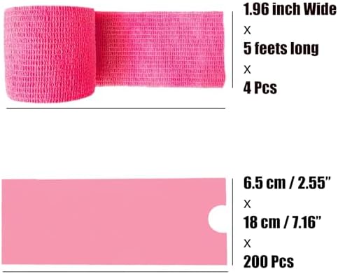 200 Pink Tattoo Pen Covers 4 Grip Tapes Large Tattoo Machine Covers Tape Wrap Supplies
