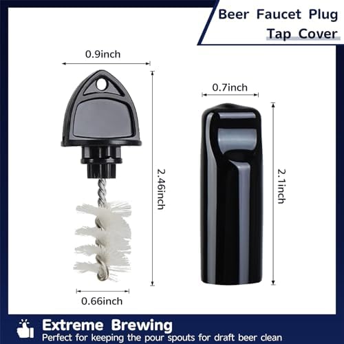 Beer Faucet Cap & Plug Covers 12 Pack Brushes & Rubber Draft Faucet Soother Sanitary Covers Spout Plug Cleaning Tap Kit for Kegerator