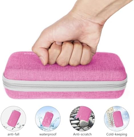 suzamed Insulin Cooler Travel Case,EVA Insulation Travel Medicine Kit with 2 Ice Packs for Diabetes Care,Insulin Pen and Other Diabetic Supplies (Pink)
