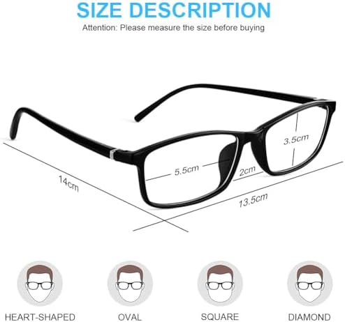 URAQT Blue Light Glasses for Women Men, Blue Light Blocking Glasses Computer Gaming Eyeglasses Clear Lens Reading Glasses