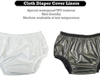 Leakproof Cloth Diaper Covers for Adult, Incontinence Protective Briefs Underwear, Reusable Plastic Pants Special Needs 2Pcs (WhiteBlack, L)