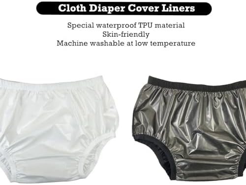 Leakproof Cloth Diaper Covers for Adult, Incontinence Protective Briefs Underwear, Reusable Plastic Pants Special Needs 2Pcs (WhiteBlack, L)