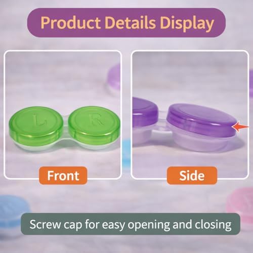 180 Pcs Contact Lens Cases Colorful Cute Contact Lens Bulk in 6 colors Left/Right Eye Clear Contact Lens Container for Travel