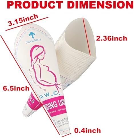 12Pcs Disposable Female Urination Device, Portable Girl Urinal Funnel Women Outside Pee Cup Standing Pee Disposable Cup Female Urinal Waterproof Paper for Hiking Camping Outdoor