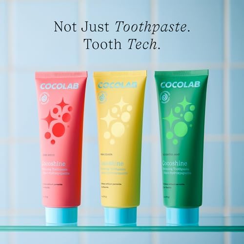 Cocoshine Teeth Whitening Toothpaste by Cocolab, Nano-Hydroxyapatite Toothpaste, Non-Fluoride with Xylitol and Coconut Oil, Gently Formulated for Sensitive Teeth, for Adults and Kids, Mint, 4 Oz