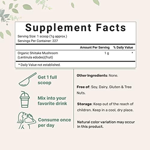 Micro Ingredients Organic Shiitake Mushroom Powder, 8 oz | Culinary Superfood | Supports Gut & Immune Health | Great for Cooking, Soups & Sauces | Non-GMO, Vegan Friendly