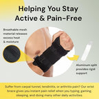 BraceUP Carpal Tunnel Wrist Brace - Metal Wrist Splint for Hand and Wrist Support, Tendonitis Arthritis Pain Relief