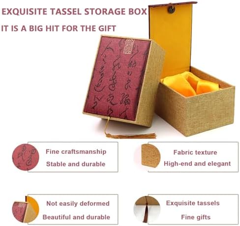 Natural Marble Baoding Chinese Meditation Balls, Stress Relief Hand Exercise Therapy Set with a Retro Style Tassel Boxes for Gift, 2-Piece Set,White Medium-1.57"