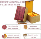 Natural Marble Baoding Chinese Meditation Balls, Stress Relief Hand Exercise Therapy Set with a Retro Style Tassel Boxes for Gift, 2-Piece Set,White Medium-1.57"