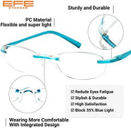 EFE Lightweight Reading Glasses Women Rimless Frameless Blue Light Blocking Unbreakable Reader 3 Pack (Mixcolor, 1.0)