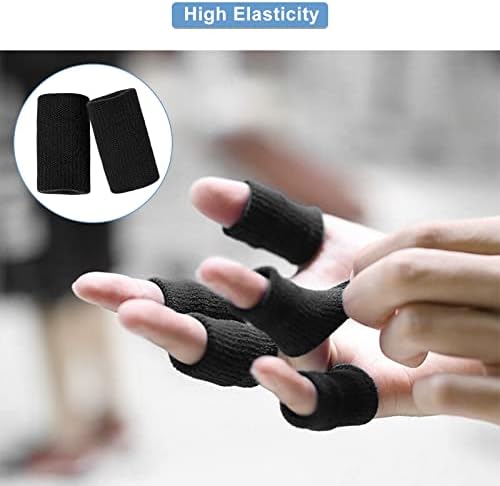 Yosoo Health Gear Finger Wraps, Finger Protector, 10Pcs Stretchy Flexible Fingers Sleeve Support Finger Protector Sports Aid Arthritis Band Wraps for Arthritis, Finger or Basketball Baseball(Black)