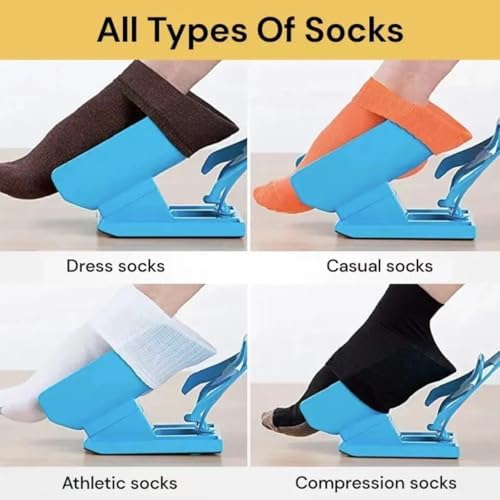 Sock Slider Easy On Easy Off Sock Aid Kit Sock Helper Pain Free No Bending, Stretching or Straining System for Pregnancy and Injuries Living Tool Blue