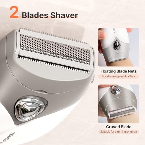 TOUCHBeauty Electric Shaver for Women, Painless Bikini Trimmer with 3-Blade System, Wet/Dry Cordless Foil Razor for Facial, Leg, Underarm & Body Hair, Battery-Powered, Gifts for Women, Gray
