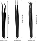Honoson 6-Piece Lash Eyelash Extension Tweezer Set - Stainless Steel, Straight & Curved Tip Tools for Women Eyelash Extensions (Black, Blue)