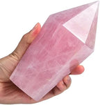 Rose Quartz Tower Healing Crystal Quartz Obelisk Point Pink Stone Wand Reiki Healing Meditation Rock 1.1-1.7 LBS
