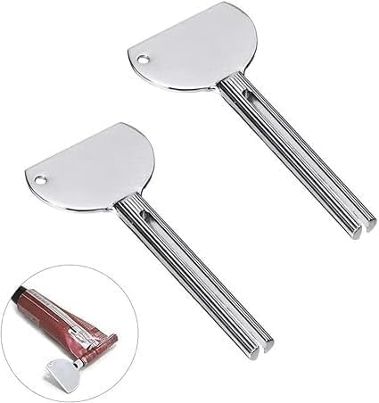 2Pcs Stainless Steel Tube Squeezer Keys - Metal Toothpaste Roller with Ergonomic Grip | Salon-Grade Durable Squeezing Tool for Toothpaste, Cream Tubes and Home Use