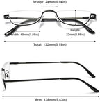 Half Moon Reading Glasses Men Women Half Rim Metal Frame Spring Hinge Retro Stylish Slim Computer Readers