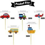 Transportation Cupcake Toppers Transport Themed Cupcake Decoration Supplies for Traffic Vehicles Airplane Ship Train Car Bus Cupcake for Baby Shower Birthday Party Cake Decoration 30 PCS
