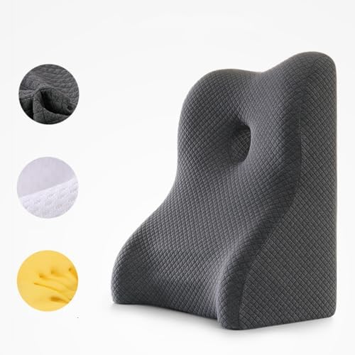 Memory Foam Wedge Pillow for Leg Elevation & Lumbar Support， Multi-Function Orthopedic Cushion for Acid Reflux Relief, Body Support - Incline Pillow with Removable Washable (Grey)