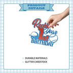 Rookie Year 1st Birthday Cake Topper - Glitter First Birthday Baseball Cake Topper Sports Theme Party Decoration Supplies
