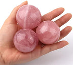 Natural Rose Quartz Sphere 7pcs Crystal Ball Sphere Pink Healing Gemstone Spheres for Reiki, DIY Jewelry Making, 7 Star Array Chakra Stone, Meditation, Attracting Love, Palm Stones,1.8"