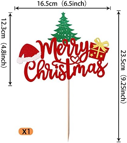 1 Pack Merry Christmas Cake Toppers - Santa Hat Cake Picks & Decorations for Christmas & New Year Parties