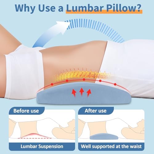 Lumbar Support Pillow for Bed Relief Back Pain: Lower Back Pillow for Sleeping - Memory Foam Waist Pillow - Back Wedge Bolster Pillow for Side, Back&Stomach Sleepers - Bed Rest Pillow for Car, Sofa