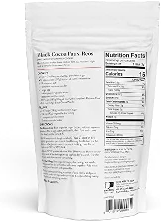 King Arthur Black Cocoa: Dutch Processed Cocoa Powder for Baking - Intense Dark Chocolate Flavor, Unsweetened, Perfect for Cakes, Cookies & Frosting - 14 oz Resealable Bag