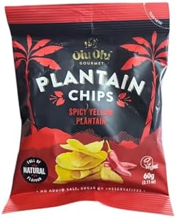 Olu Olu Yellow Plantain Chips Chili Flavor - Pack of 4