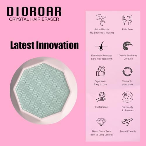 Crystal Hair Removal for Women and Men,Painless Crystal Hair Remover Device,Upgraded Nano Glass Hair Eraser Stone,Reusable Epilator for Silky Skin(Pastel Pink)