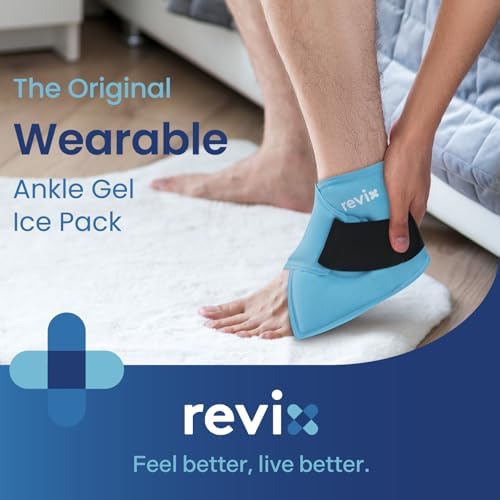 REVIX Ankle Ice Pack Wrap for Plantar Fasciitis & Foot Pain Relief, Reusable Gel Cold Compress Wrap for Feet Swelling, Achilles Tendonitis, and Sprained Ankles Recovery
