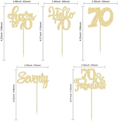 30Pcs Happy 70th Birthday Cupcake Toppers Seventy Cheers to 70 Years Old Birthday Cupcake Picks for 70th Anniversary Party Cake Decorations Supplies Gold Glitter