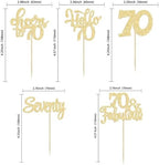 30Pcs Happy 70th Birthday Cupcake Toppers Seventy Cheers to 70 Years Old Birthday Cupcake Picks for 70th Anniversary Party Cake Decorations Supplies Gold Glitter