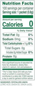 True Lemon 100ct (Pack of 1) - Water Enhancer - Bulk Dispenser - 0 Calorie Drink Mix Packets For Water - Sugar Free Lemon Flavoring Powder Packets