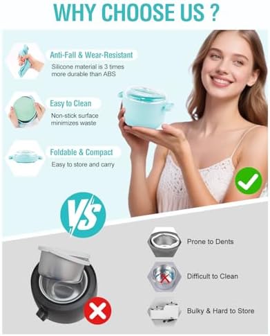 Silicone Wax Warmer for Hair Removal, Foldable Hot Wax Melter Machine for Hard and Soft Wax Beads, 18.6oz Electric Waxing Kit Silicone Heater Pot for Full Body, Legs, Face, Eyebrows & Bikini
