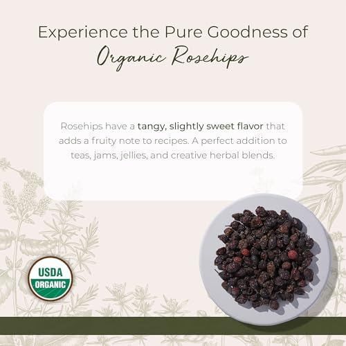 Starwest Botanicals Rosehips Whole Organic - Dried Herb for Tea & Baking, Seedless, Cut & Sifted, Certified Kosher, Non-GMO - Bulk 1 lb Bag