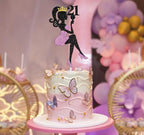 Lady Happy 21st Birthday Cake Topper, Makeup High Heel Fashion Themed Party Supplies,Time to Legal, Birthday Queen 21st Sexy Party Decoration Supplies for Women, Black and Pink Glitter