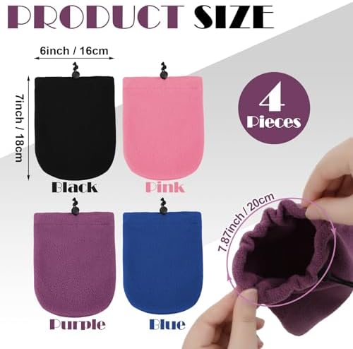 Cuffbow 4 Pack Foot Cast Toe Cover Socks Soft Warm Cast Toe Protector Covers for Men and Women Fingocker S Adjustable with Drawstring(Black Purple Pink Blue)